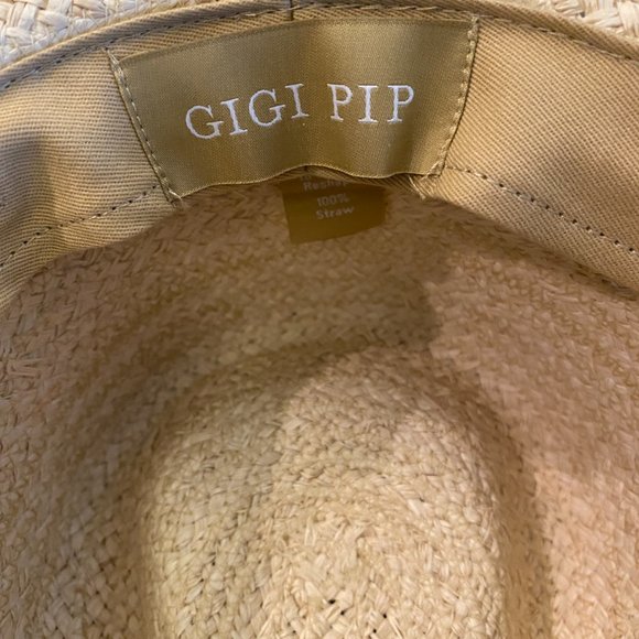 Women’s Gigi Pip - Camila Fedora- Natural straw  with Stripes- SZ: S/M (57) Rare main image 8